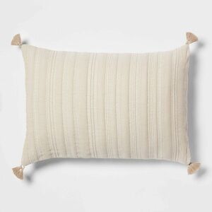 Threshold Standard Reversible Matelassé Pillow Shams – Tan/White, Set of 2 (New)